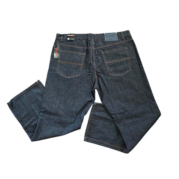 Linea Uomo Y2K Baggy Jeans Mens 42x30 Black Grunge Straight Skater Hip-Hop NEW - Picture 1 of 12